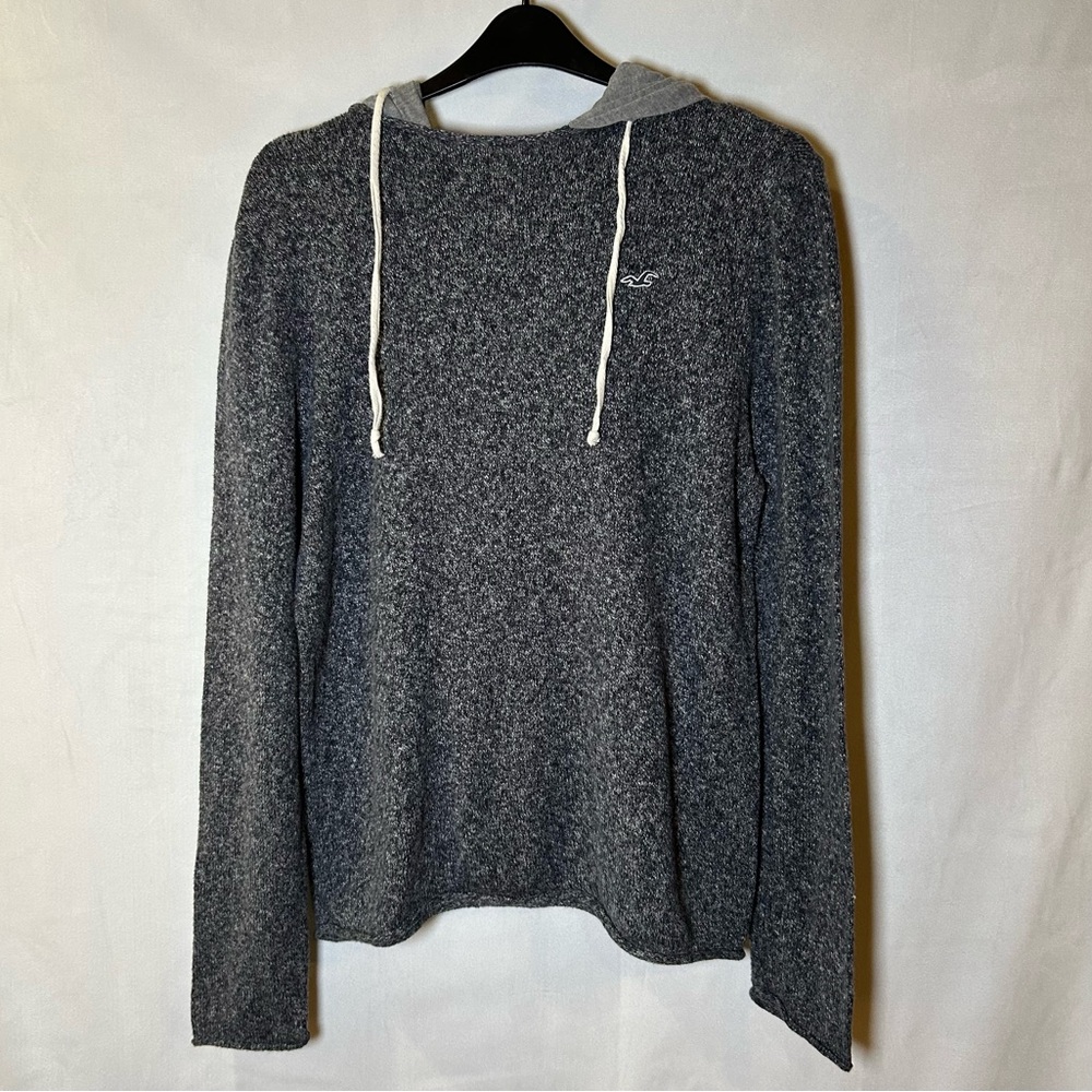 Men’s Hollister Grey Knit Sweater Hoodie Size L